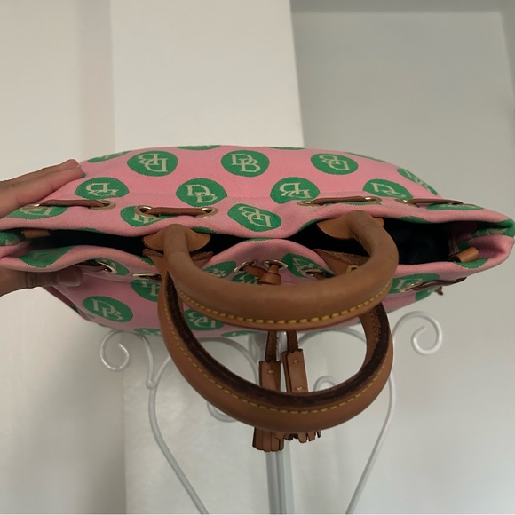 Dooney & Burke Sig. Pink & Green Polka Dot Handbag - Picture 7 of 13